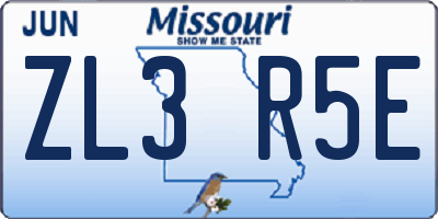 MO license plate ZL3R5E