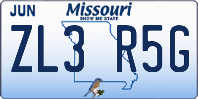 MO license plate ZL3R5G