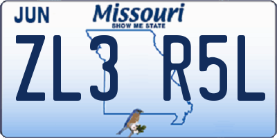 MO license plate ZL3R5L