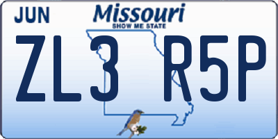 MO license plate ZL3R5P