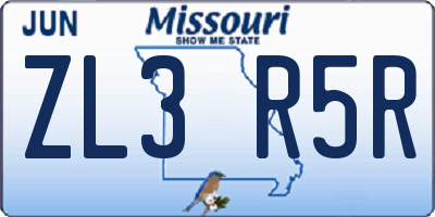 MO license plate ZL3R5R