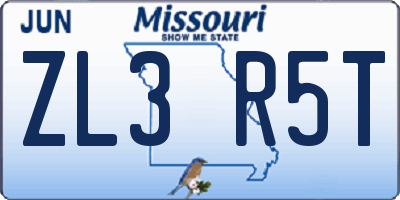 MO license plate ZL3R5T