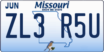 MO license plate ZL3R5U