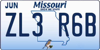 MO license plate ZL3R6B