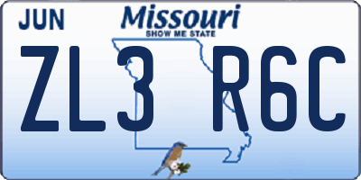 MO license plate ZL3R6C