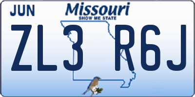 MO license plate ZL3R6J