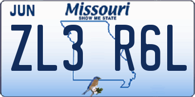 MO license plate ZL3R6L