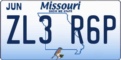 MO license plate ZL3R6P