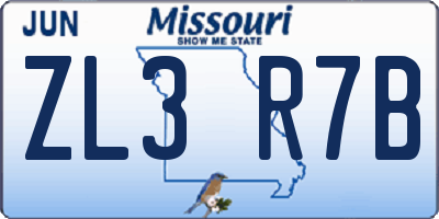 MO license plate ZL3R7B
