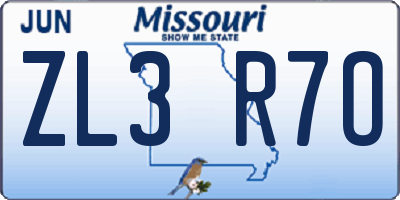 MO license plate ZL3R7O