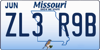 MO license plate ZL3R9B