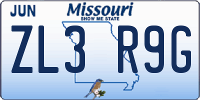 MO license plate ZL3R9G