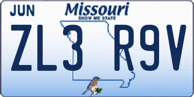 MO license plate ZL3R9V
