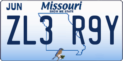 MO license plate ZL3R9Y