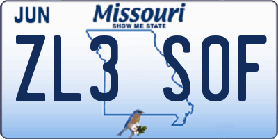 MO license plate ZL3S0F