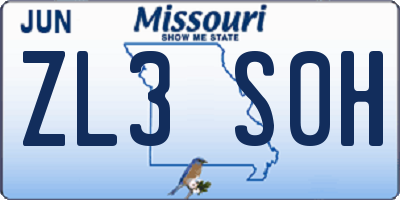 MO license plate ZL3S0H