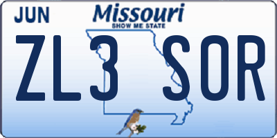 MO license plate ZL3S0R