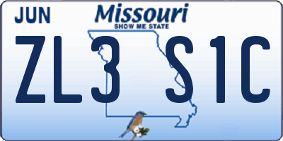 MO license plate ZL3S1C