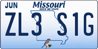 MO license plate ZL3S1G
