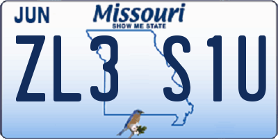 MO license plate ZL3S1U