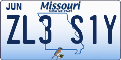 MO license plate ZL3S1Y