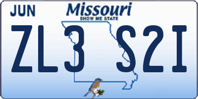 MO license plate ZL3S2I