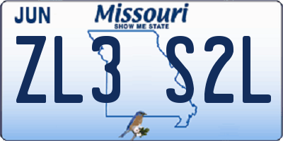 MO license plate ZL3S2L