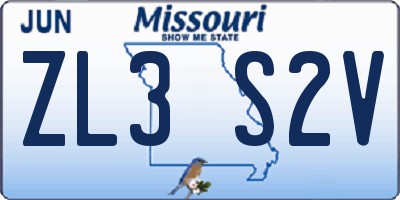 MO license plate ZL3S2V