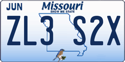 MO license plate ZL3S2X
