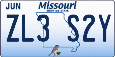 MO license plate ZL3S2Y