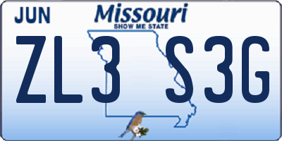 MO license plate ZL3S3G