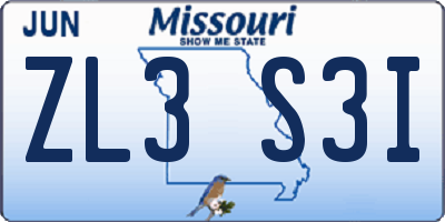 MO license plate ZL3S3I
