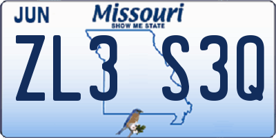 MO license plate ZL3S3Q