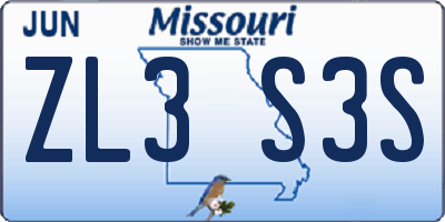 MO license plate ZL3S3S