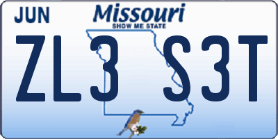 MO license plate ZL3S3T