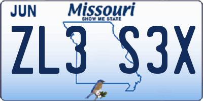 MO license plate ZL3S3X
