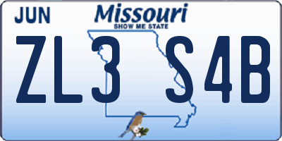 MO license plate ZL3S4B