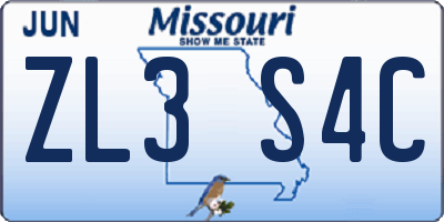 MO license plate ZL3S4C