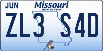 MO license plate ZL3S4D