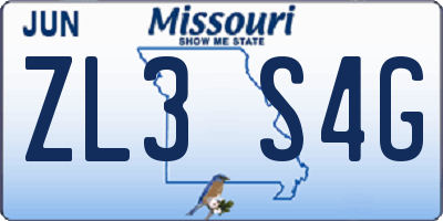 MO license plate ZL3S4G