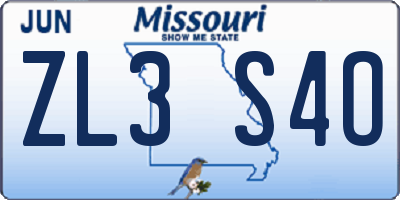 MO license plate ZL3S4O