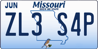 MO license plate ZL3S4P