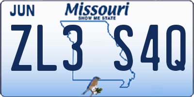 MO license plate ZL3S4Q