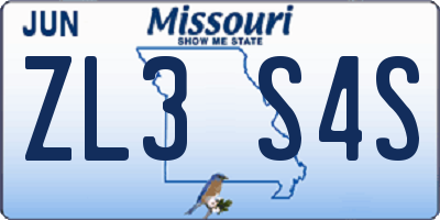 MO license plate ZL3S4S