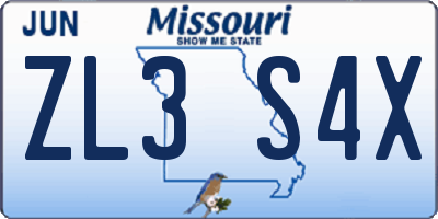 MO license plate ZL3S4X