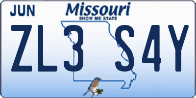 MO license plate ZL3S4Y