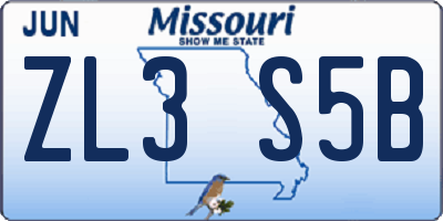 MO license plate ZL3S5B