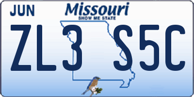MO license plate ZL3S5C