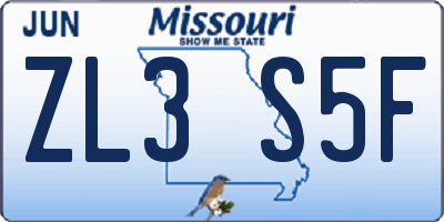 MO license plate ZL3S5F