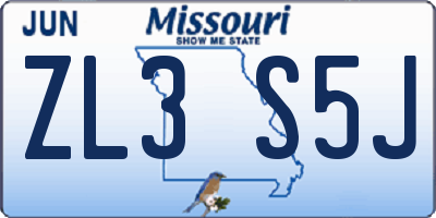 MO license plate ZL3S5J